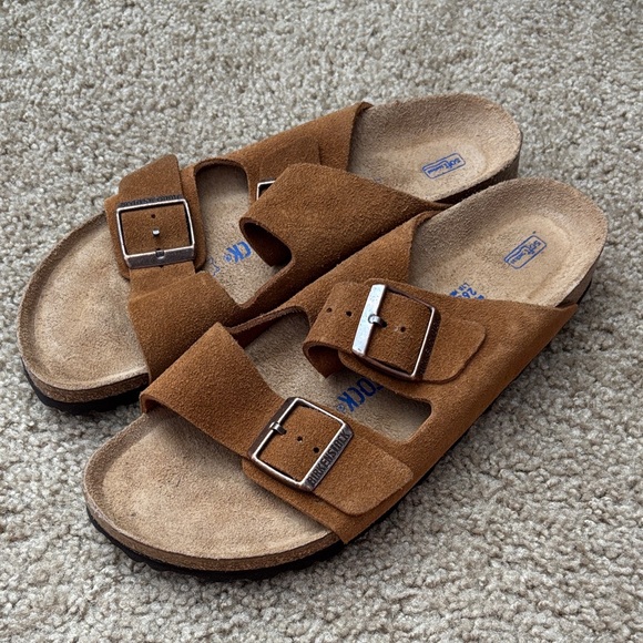 Birkenstock Shoes - Birkenstock Tan Suede Buckle Sandals, brand new